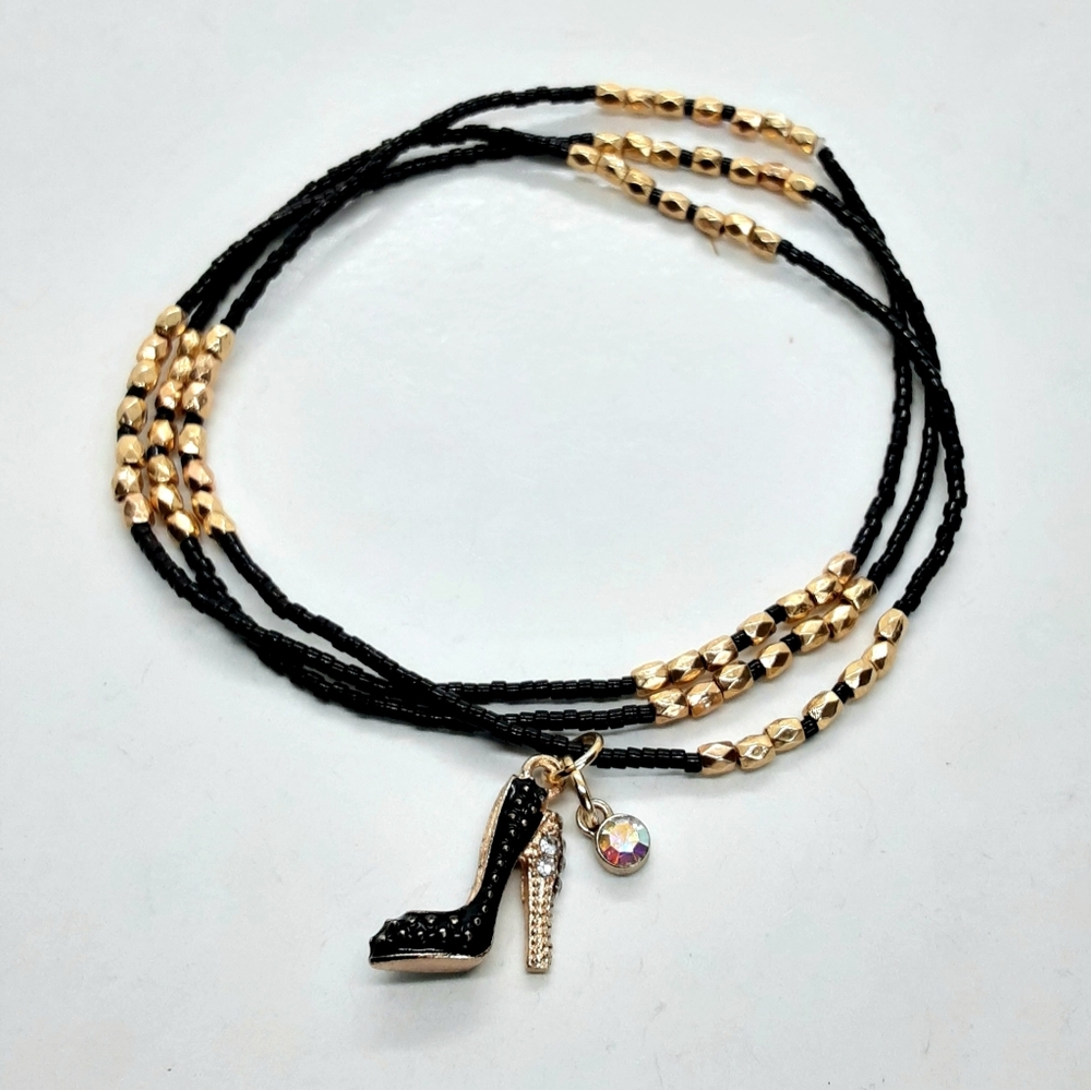 29 inch black & gold stretch wrap bracelet